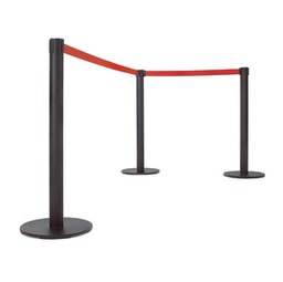 [90639] 1 COLONNINA SEGNAPERCORSO NERA CON NASTRO 300CM ROSSO JUNIOR