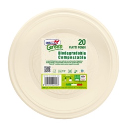 [96697] 20 Piatti fondi D220mm BIO Mater-bi DOpla Green art. 40034