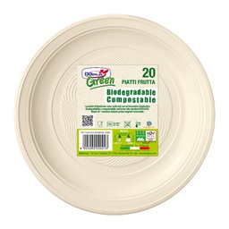 [96696] 20 Piatti frutta D170mm BIO Mater-bi DOpla Green