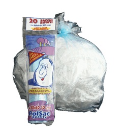 [89601] 20 Sacchi azzurro trasp.50x60cm 30Lt 16mic Rolsac