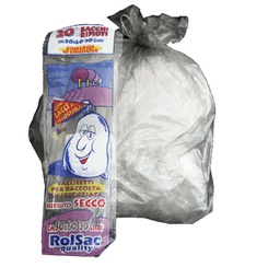 [89603] 20 Sacchi trasparente neutro 50x60cm 30Lt 16mic Rolsac