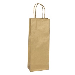 [93355] 20 shoppers carta biokraft 14X9X38cm portabottiglie oro