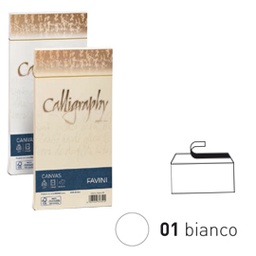 [61557] 25 BUSTE CALLIGRAPHY CANVAS 110X220MM 100GR 01 BIANCO