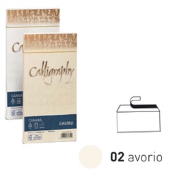 [61558] 25 BUSTE CALLIGRAPHY CANVAS 110X220MM 100GR 02 AVORIO
