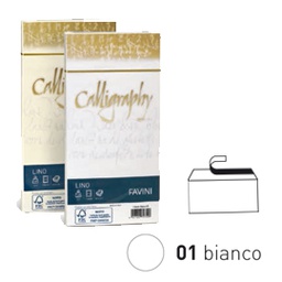 [57472] 25 buste CALLIGRAPHY LINO 120gr 110x220mm bianco FAVINI