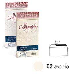 [61550] 25 BUSTE CALLIGRAPHY MILLERIGHE 110X220MM 100GR 02 AVORIO