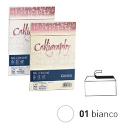 [61551] 25 BUSTE CALLIGRAPHY MILLERIGHE 120X180MM 100GR 01 BIANCO