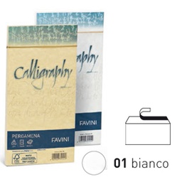 [38245] 25 buste CALLIGRAPHY PERGAMENA 110x220mm 90gr bianco FAVINI