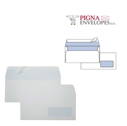 [32075] 25 buste SILVER90 STRIP FSC  bianca internografata c/finestra110x230mm90gr Pigna