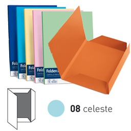 [64431] 25 cartelline 3 lembi ACQUA 200gr 24,5x34,5cm celeste FAVINI
