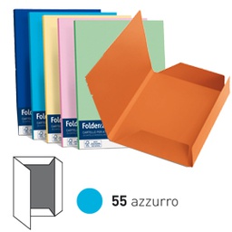 [32665] 25 cartelline 3 lembi LUCE 200gr 24,5x34,5cm azzurro FAVINI