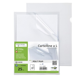 [94515] 25 Cartelline a L in PP trasparente alto spessore 22x30cm Poli T Plus Sei rota