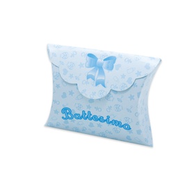 [94695] 25 scatoline portaconfetti 10x8x3cm Battesimo Baby celeste Big Party