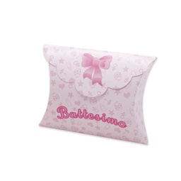 [94694] 25 scatoline portaconfetti 10x8x3cm Battesimo Baby rosa Big Party