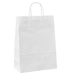 [87726] 25 shoppers carta 26x11x34,5CM bianco neutro cordino