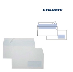 [46154] 500 BUSTE BIANCHE 110X230MM 90GR C/FINESTRA SUPERSTRIP BLASETTI