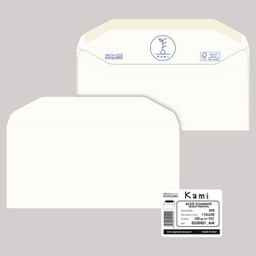 [90091] 500 busteKAMI GOMMATE bianca carta riciclataFSC s/finestra 110x230mm 100gr Pigna