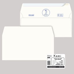 [90093] 500 buste KAMI STRIP bianca carta riciclata FSC  s/finestra110x230mm 100gr Pigna