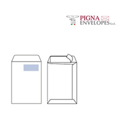 [37369] 500 buste sacco CompetitorFSC bianca strip adesivo c/finestra 23x33cm 100grPigna