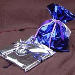 [70907] 50 BUSTE REGALO IN PPL METAL LUCIDO 16x25cm ARGENTO senza patella adesiva
