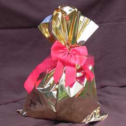 [70917] 50 BUSTE REGALO IN PPL METAL LUCIDO 16x25cm ORO senza patella adesiva