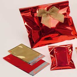 [76970] 50 BUSTE REGALO IN PPL METAL LUCIDO 25x40+5cm ROSSO con patella adesiva