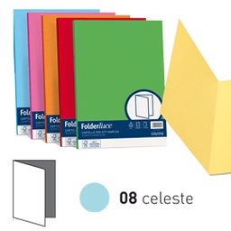 [64437] 50 cartelline semplici ACQUA 200gr 25x34cm celeste FAVINI