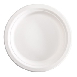 [96712] 50 Piatti tondi monouso in canna da zucchero D 18 cm bianco Signor Bio