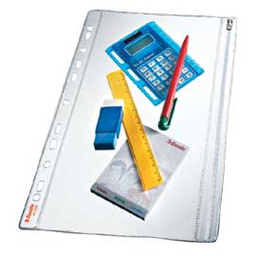 [49644] 5 BUSTE FORATE CON ZIP L/L 19X30 IN PVC ESSELTE