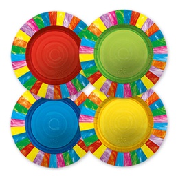 [94678] 8 piatti in carta D25cm fantasia multicolor Arcobaleno Big Party