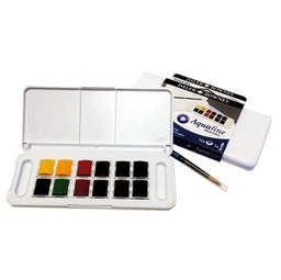 [85384] Acquerelli AQUAFINE Scatola in Plastica POCKET 12 godet+pennello Daler Rowney
