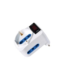 [82637] Adattatore con spina 10A orizzontale - 2 Prese bipasso 10/16A + 1 Presa Schuko