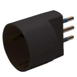 [68207] ADATTATORE SEMPLICE NERO CON SPINA 2P+T 10A - PRESA SCHUKO 10A