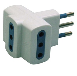 [62603] ADATTATORE TRIPLO CON SPINA 2P+T 10A - 3 PRESE 10A