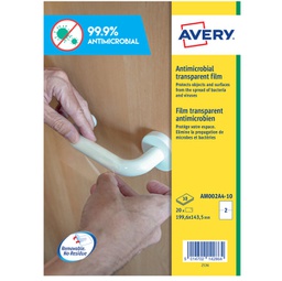 [91625] Adesivo antimicrobico in poliestere trasp.10fg A4 199,6x143,5mm(2et/fg) Avery
