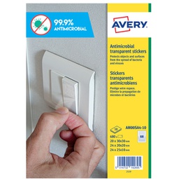 [91628] Adesivo antimicrobico in poliestere trasp.10fg A4 quadri misti(68et/fg) Avery