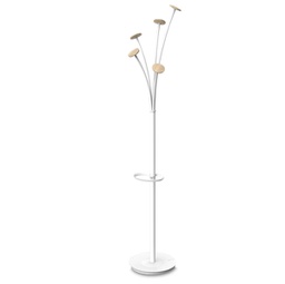 [92515] Appendiabiti a 5 posti 175cm bianco/legno chiaro Festival BC Alba