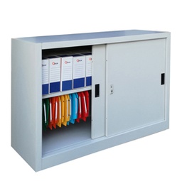 [86646] Armadio basso in metallo ad ante scorrevoli 120x45xH90cm Grigio Kub8