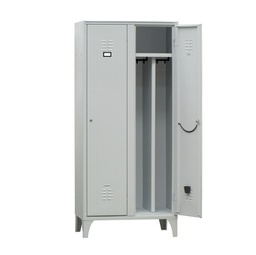 [91638] Spogliatoio in metallo a 2 VANI c/divisorio 100x50cm H180cm GRIGIO 214/02/AL/S