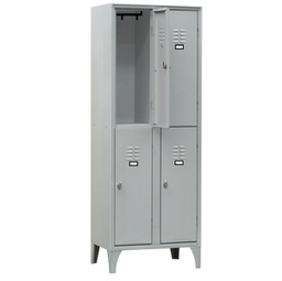 [91652] Spogliatoio in metallo a 4 VANI sovrapposti 60x50cm H180cm GRIGIO 116S/04/S