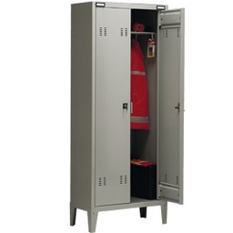 [77045] ARMADIO SPOGLIATOIO METALLO a 2 POSTI 70x35cm H180cm GRIGIO