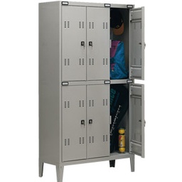 [77047] ARMADIO SPOGLIATOIO METALLO a 6 POSTI 102x35cm H180cm GRIGIO