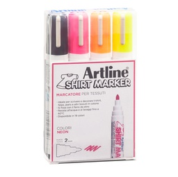 [94334] Ast. 4 marcatori per tessuto p. tonda 2.0mm nero/fucsia/giallo/arancio Artline