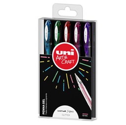 [84758] Ast. 5 penna sfera gel UNI-BALL SIGNO 1,0mm col. ass. glitter UNI MITSUBISHI