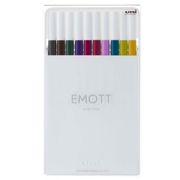[94325] Astuccio 10 fineliner EMOTT tratto 0.4mm col. ass. Calmtone Dark Uni Mitsubishi