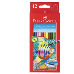 [46468] ASTUCCIO 12 PASTELLI COLORATI ACQUERELLABILI RED RANGE FABER CASTELL
