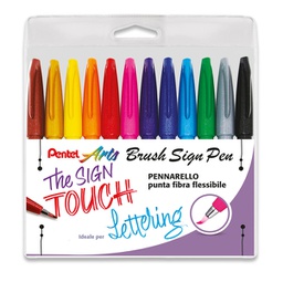 [94287] Astuccio 12 Sign Pen Brush colori assortiti Pentel