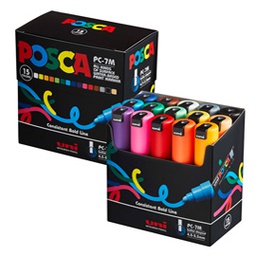 [85825] Astuccio 15 marcatori UNI POSCA PC7M p.large 4,5-5,5mm col. ass. UNI MITSUBISHI