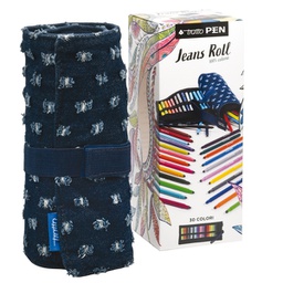 [96179] Astuccio 30 pennarelli Tratto Jeans Roll punta media 1.0mm colori assortiti