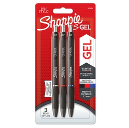 [94037] Astuccio 3 penne gel a scatto 0.7mm nero/blu/rosso Sharpie